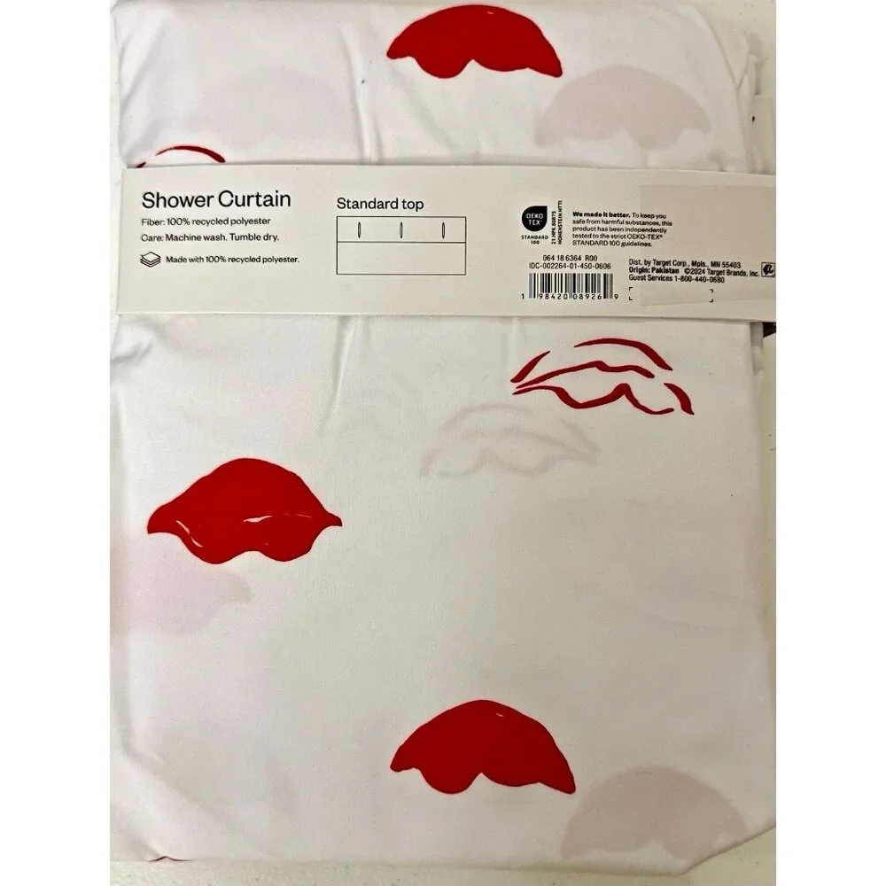 Room Essentials Red Lips Shower Curtain RED LIPSTICK NEW
